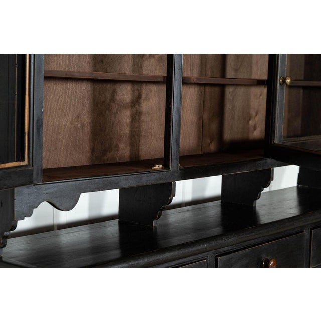 Large 19th Century Ebonised English Glazed Pine Dresser, 1870s For Sale - Image 14 of 18