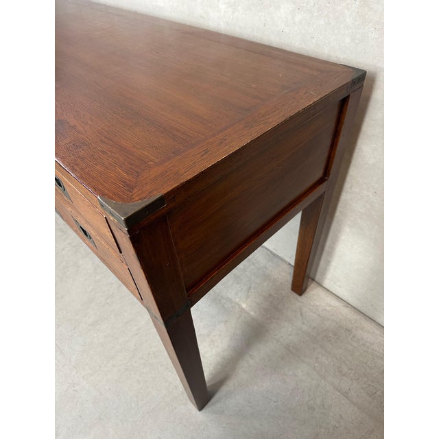 Brown Campaign-Style Desk in Oak, 1990s For Sale - Image 8 of 12