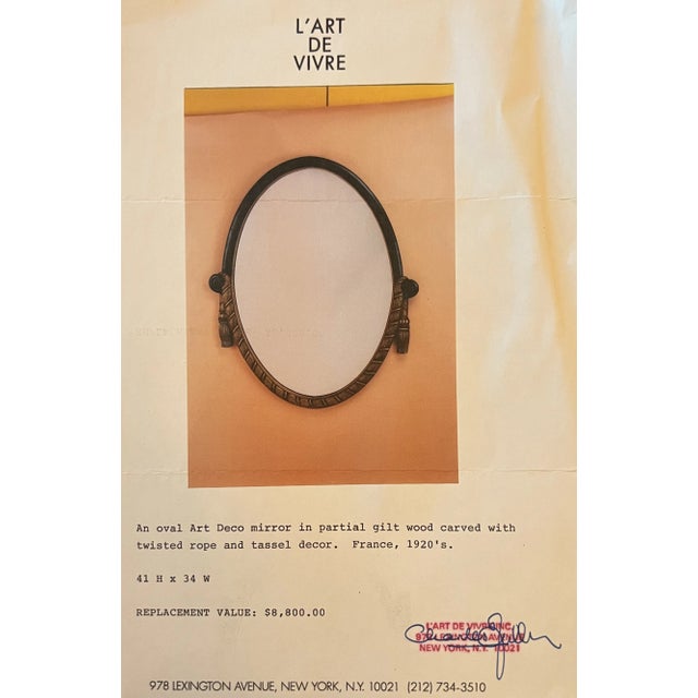 1920s 1920's French Art Deco Oval Wooden Mirror For Sale - Image 5 of 5