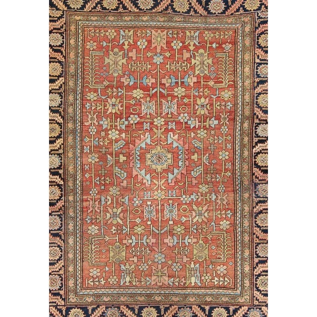 Antique Persian Serapi Rug With All-Over Geometric Design For Sale - Image 4 of 13