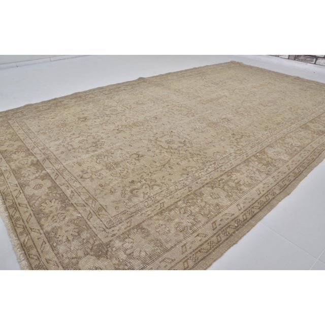 Beige Handknotted Anatolian Vintage Carpet For Sale - Image 4 of 10