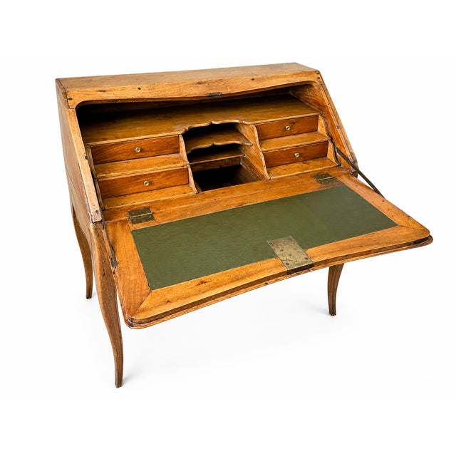 Louis XV Secretaire Desk in Fruitwood with Floral Marquetry and Secret Compartment, 1700s For Sale - Image 4 of 10