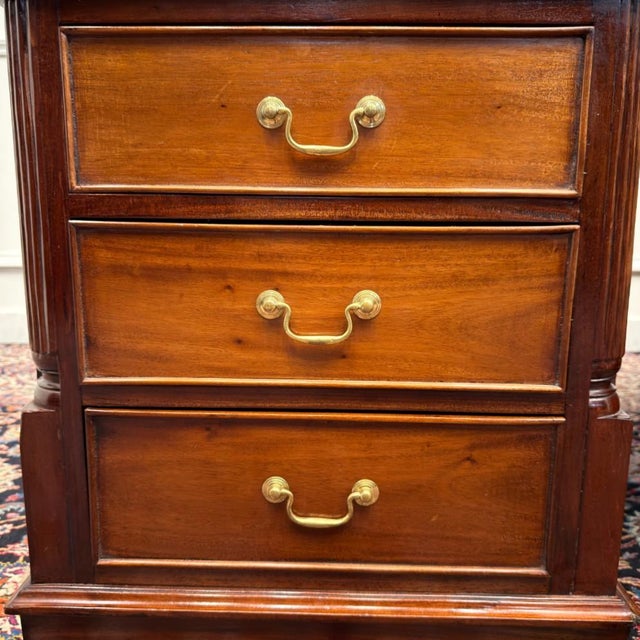 English Partner Desk with Burgundy Leather Top For Sale - Image 12 of 18