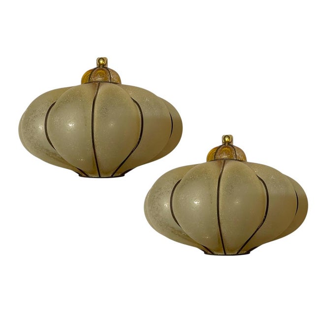 Gold Wrought Iron & Murano Glass Wall Sconces, Italy, 1960s, Set of 2 For Sale - Image 8 of 8