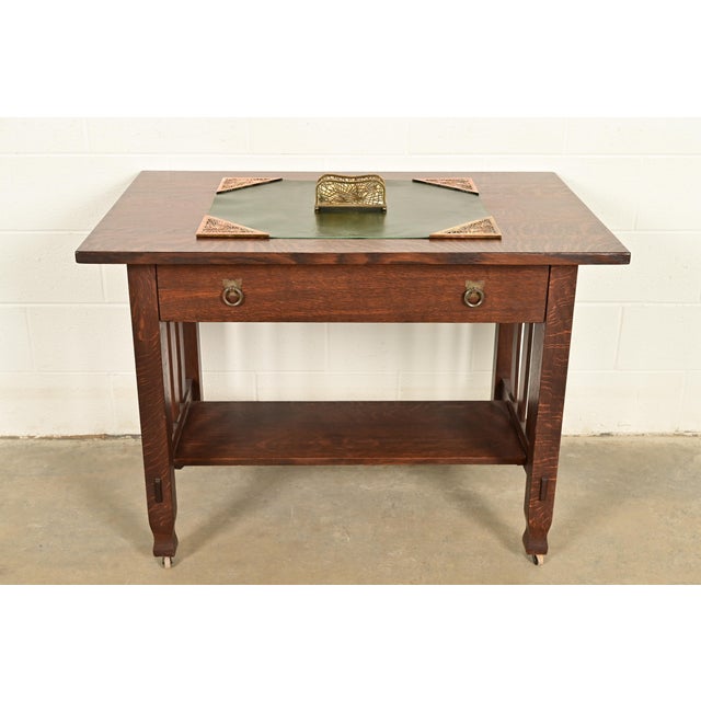 Tiffany Studios New York Pine Needle Bronze Doré and Favrile Slag Glass Letter Rack For Sale - Image 10 of 11