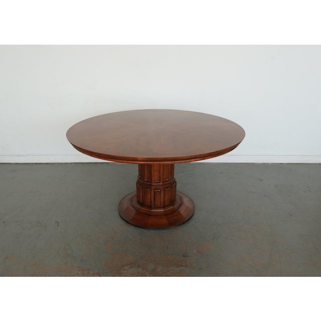 This vintage round pedestal dining table by John Widdicomb embodies the refined craftsmanship and timeless design for...