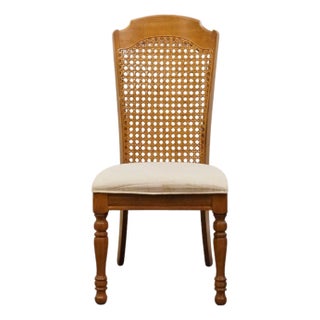 Singer Furniture Solid Golden Oak Mediterranean Cane Back Dining Side Chair 505-07 For Sale