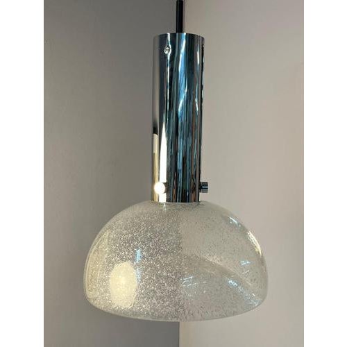 Large Pendant Lamp in Chrome and Frosted Glass by Herbert Proft for Glashütte Limburg For Sale - Image 3 of 11