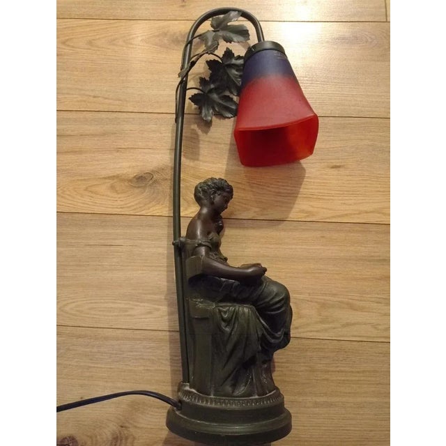 Art Nouveau Glass Matte Lamp by Charles Schneider, 1920s For Sale - Image 12 of 12