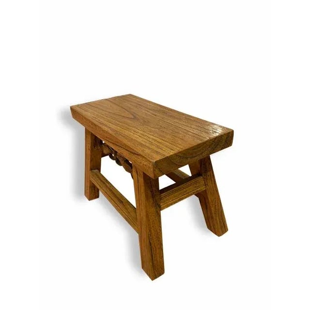 Chinese Asian Style Brown Butterfly Stool For Sale - Image 3 of 5