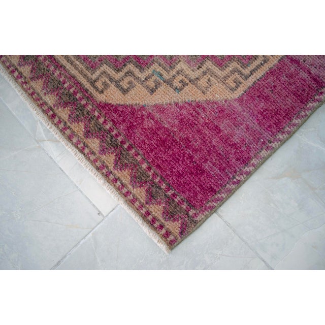 Hand-Knotted Turkish Runner Rug Hallway Rug, Kitchen Runner, Bed Side Accent - 3′ × 11′3″ For Sale - Image 11 of 13