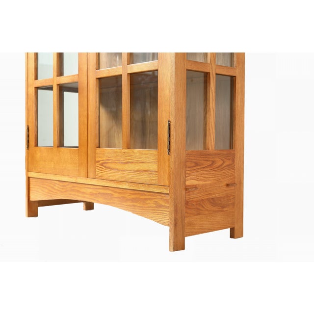 Brown Mission Oak Display China Cabinet / Bookcase - Michael's Cherry - 39"w For Sale - Image 8 of 10