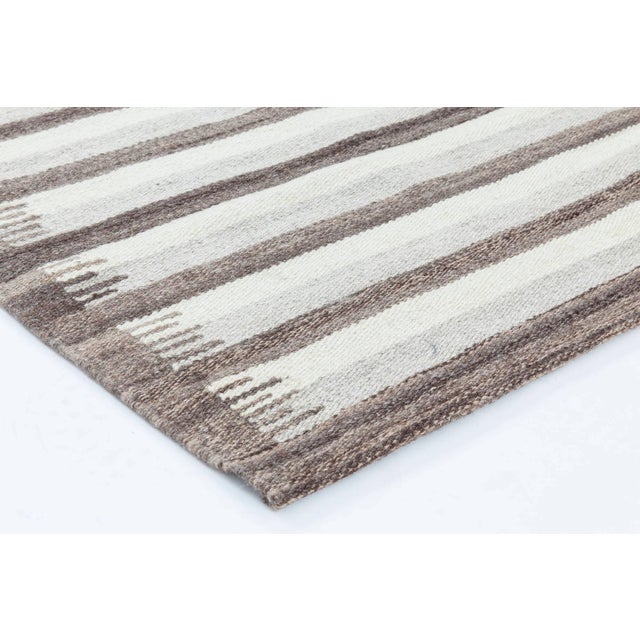 Textile Modern Striped Grey Flat-Weave Wool Rug by Doris Leslie Blau For Sale - Image 7 of 7