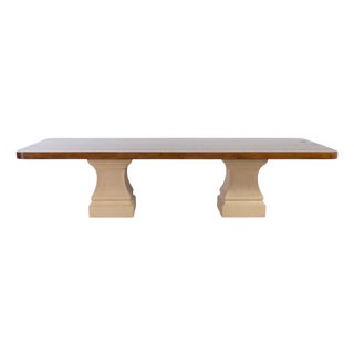 Michael Taylor Neoclassical Stone Pedestal Walnut Dining Table 10 Ft For Sale