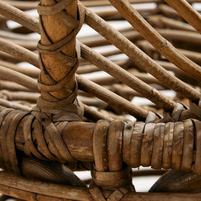 Set of Rattan and Bamboo Chair and Ottoman, 1970s For Sale - Image 11 of 18
