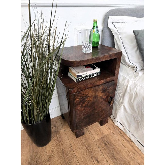 Italian Art Deco Nightstands in Burl Wood, 1940s, Set of 2 For Sale - Image 3 of 10
