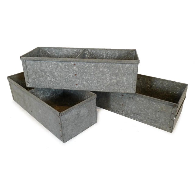 Vintage galvanized metal farm box from India. Great used for tabletop organization and storage or for display in the space...