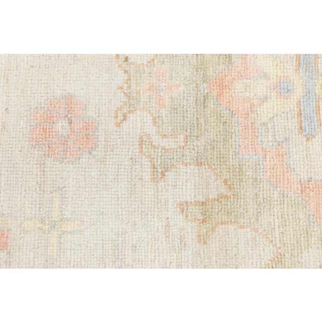 Modern Oushak Style Pastel Geometric Handmade Wool Rug 12x15 For Sale - Image 11 of 11