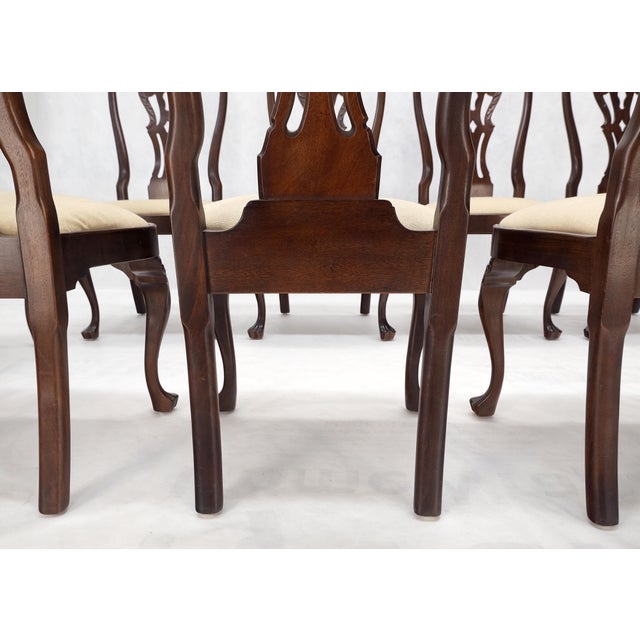 Set of 10 New Linen Upholstery Walnut Dining Chairs by Henredon Mint For Sale - Image 14 of 16