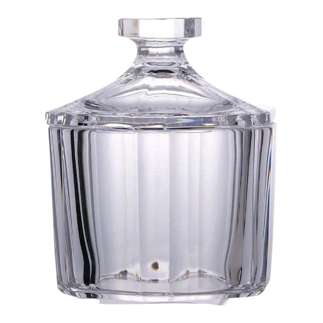 Heavy Orrefors Sweden Cut Crystal Art Deco Style Covered Dish For Sale