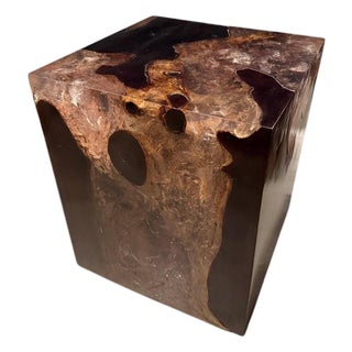 Andrianna Shamaris Cracked Resin Side Table For Sale