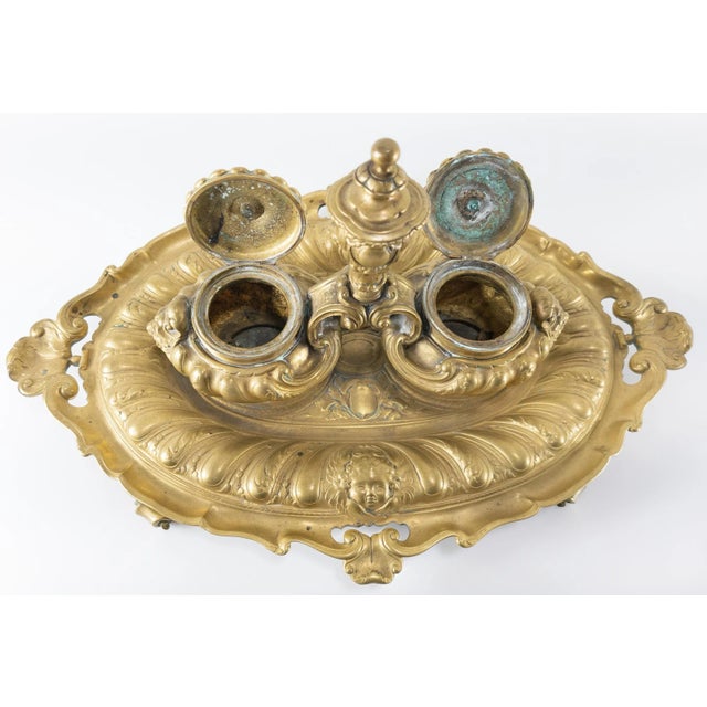 French Renaissance Style Inkwell Desk Set For Sale - Image 10 of 13