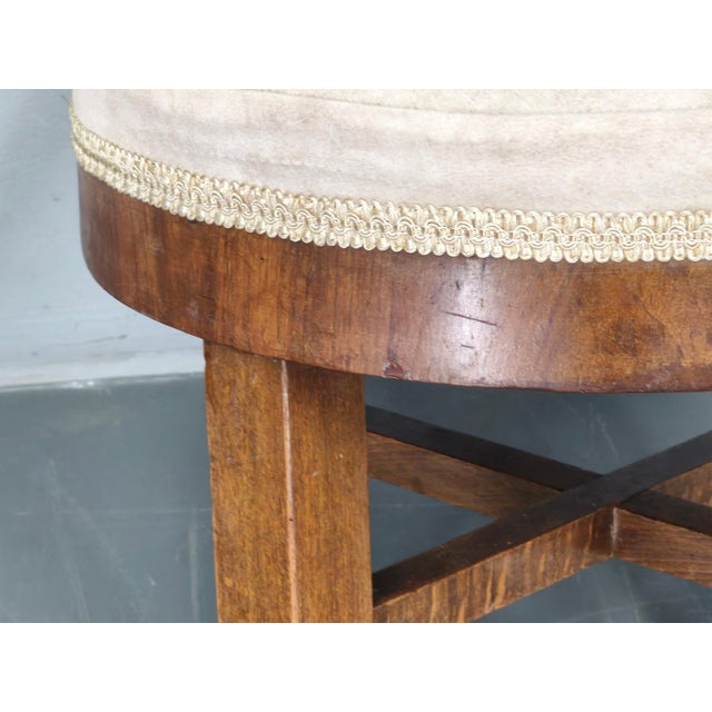 Art Deco Upholstered Walnut Veneer Stool, Former Czechoslovakia, 1930s For Sale - Image 9 of 10