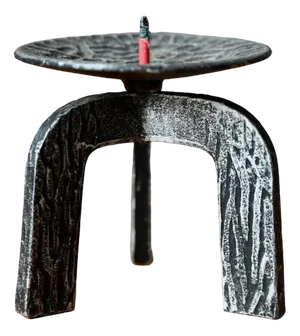Brutalist Tripod Metal Candleholder, 1970s