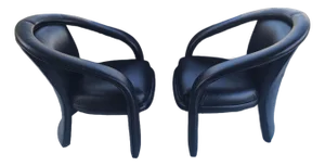 Pair Marge Carson Post Modern Leather Club Chairs