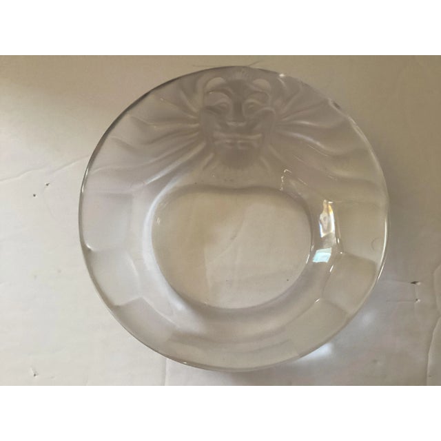 Glass 1970s Vintage Lalique France Tete De Lion Crystal Tray and Lighter Set- 2 Pieces For Sale - Image 7 of 8