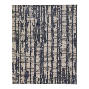 Modern Texture Handmade Grey Wool Rug With Abstract Design