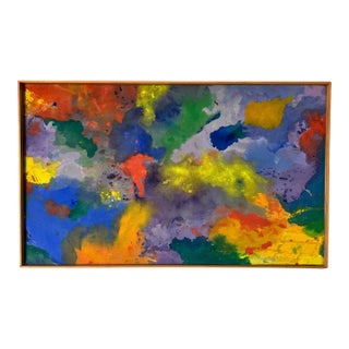 1980's Vintage Expressionist Abstract Acrylic on Canvas Painting by Fran Mayer For Sale