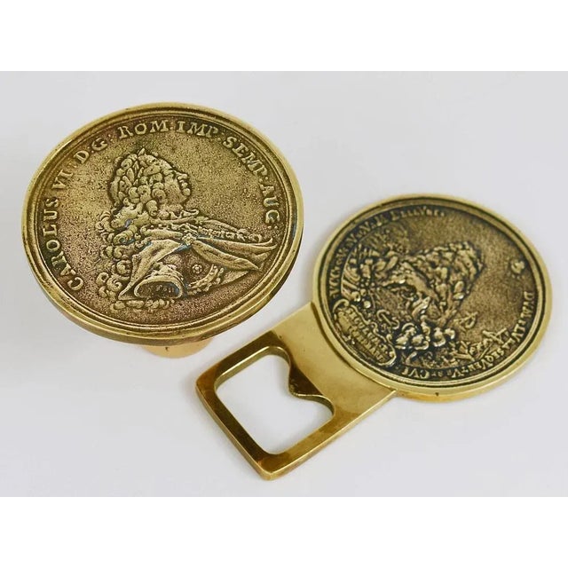 Brass Coin Bottle Opener and Bottle Stopper attributed to Carl Auböck, Austria, 1950s, Set of 2 For Sale - Image 10 of 11