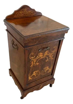 Antique Edwardian Rosewood Inlaid Freestanding Coal Cabinet