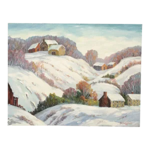 Ann Yost Whitesell 'Rolling Hills' Winter Landscape Original Oil Painting