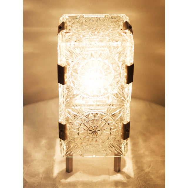 1960s Mid Century Pressed Glass Table Lamp For Sale - Image 5 of 9