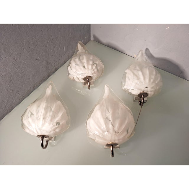 Leaf Wall Lamps in Transparent and White Murano Glass from La Murrina, 1980s, Set of 2 For Sale - Image 18 of 18