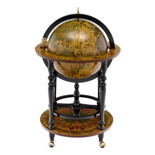 Italian Mid-Century Globe Bar Cart, Circa 1950 For Sale