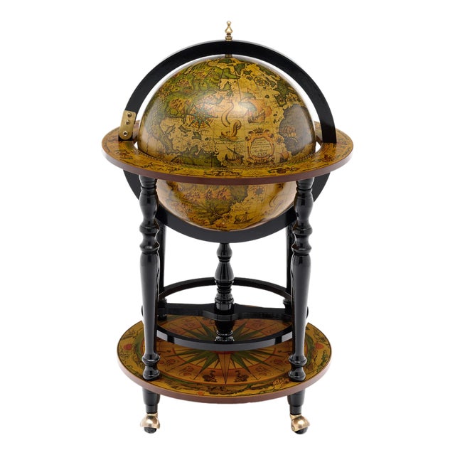 Italian Mid-Century Globe Bar Cart, Circa 1950 For Sale