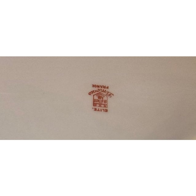 White Antique Elite Works Limoges Large 13.5” Serving Platter - Celadon Dot & Gilded Scrolls For Sale - Image 8 of 14