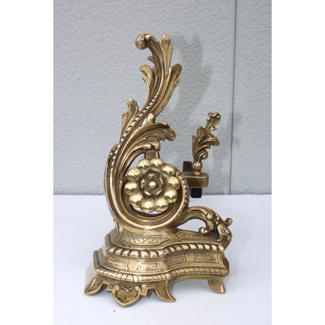 1950s French Brass Andirons - A Pair For Sale - Image 4 of 13