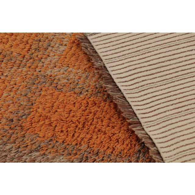 Textile Vintage Swedish Rya Rug, Orange and Brown Geometric Checkerboard - Rug & Kilim For Sale - Image 7 of 9