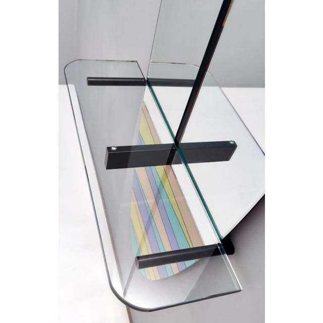 Vintage Wall-Mounted Entryway Mirror and Console Table with Glass Top, 1980s For Sale - Image 9 of 17