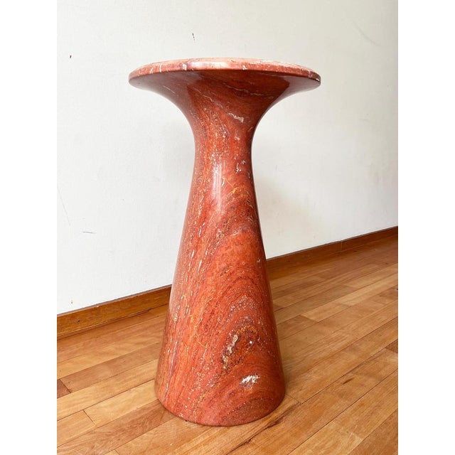 Postmodern Travertine Salmon Dining Table with Pedestal Base by Angelo Mangiarotti, 1980s For Sale - Image 16 of 17