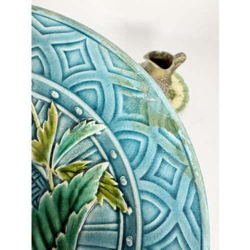 Majolica Plates with Floral Motifs and Pitcher, Set of 3 For Sale - Image 9 of 18