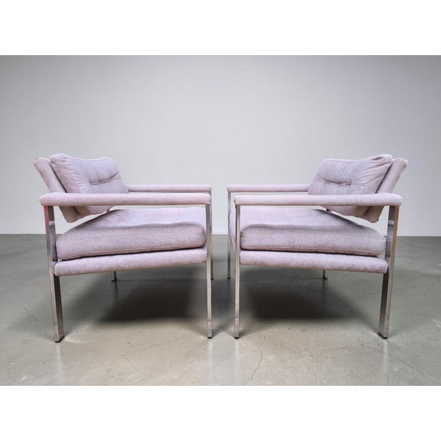 Tan 1970s Pair of Lounge Chairs Style of Milo Baughman For Sale - Image 8 of 13