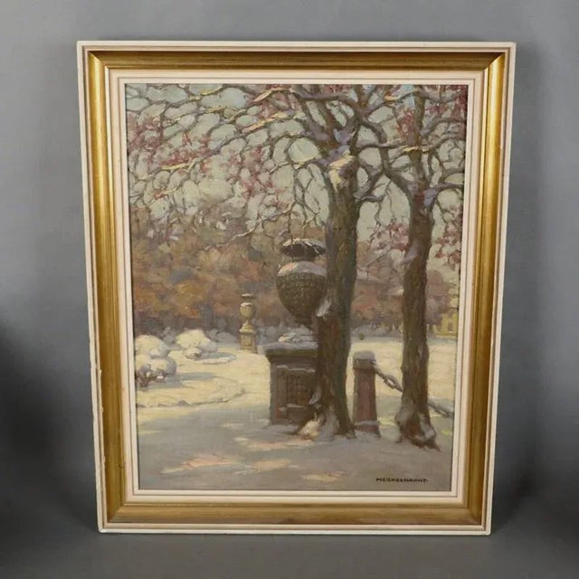 Wood Vintage Oil Painting by Karl Weickgenannt, 1950s For Sale - Image 7 of 7
