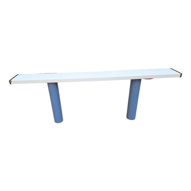 Console in White Lacquer with Cylindrical Plastic Legs by Tresoldi Salvati, 1980s For Sale