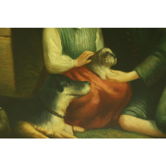 Framed Oil Painting on Canvas ~ Children W. Dogs For Sale In Philadelphia - Image 6 of 9