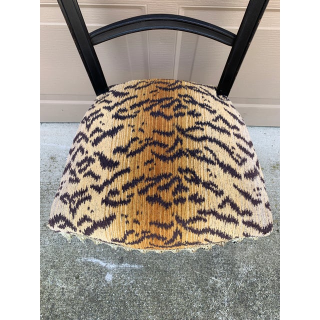 A Pair of Ebonized Opera Chairs in Tiger Upholstery For Sale - Image 13 of 14